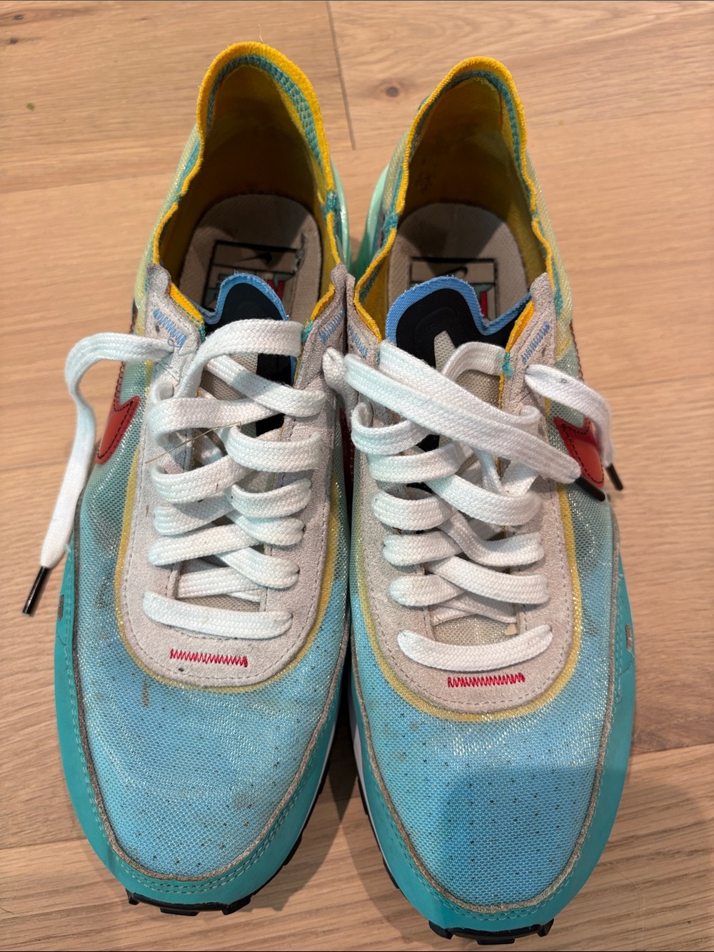 Nike Light Blue, Yellow & Pink Casual Lace-Up Sneakers